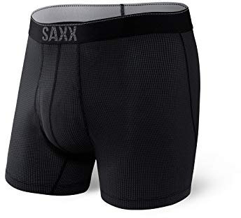 Saxx Unterwäsche Herren Boxershorts - Quest Schnelltrocknendes Mesh Herrenunterhosen - Boxershorts mit integrierter Pouch TM Unterstützung - Unterwäsche für Herren, Schwarz II, XXL
