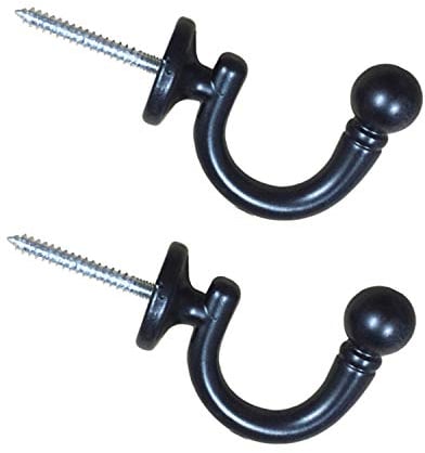 SENGLIDA Vorhang Holdback Vorhang Raffhalter Rundkopf Vorhang Haken, Wandhalterung Raffhalter Quaste Halter, Fenster Vorhang Raffhalter Kleidung Mantel Hut Handtuchhalter, 2er-Set, schwarz