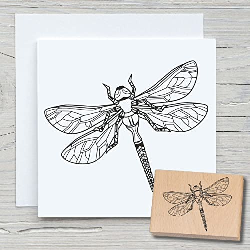 NEWSTAMPS Stempel Libelle Motivstempel aus Holz & Gummi zum Karten und Geschenke basteln, Holzstempel für Tiere, Tierstempel, Insekt, Scrapbook, Textilstempel, Deko, Kinder