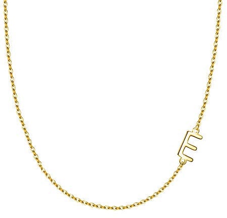 EVER FAITH Buchstabe E Halskette 925 Sterling Silber Einfache Seitwärts Choker Kette Geschenk für Damen Mädchen Gold-Ton