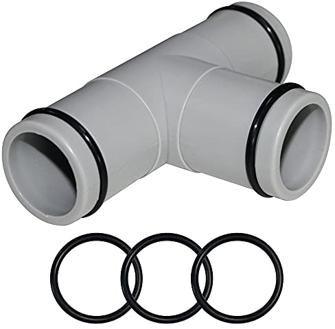Kaduocom Durchmesser 32 mm Schlauch-T-Gelenk über dem Boden, Pool-Schlauchverbinder, 1,25 Zoll Schwimmbadpumpenschlauch-Adapter, 3 Schnittstellen-Pool-Adapter, grau