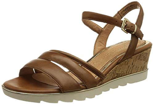 Marco Tozzi women's 2-2-28724-28 Marco Tozzi Damen 2-2-28724-28 Leder Sandalette Wedge Sandal, Cognac, 5.5 UK