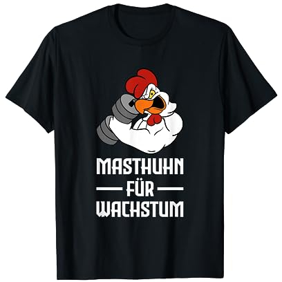 Fitness, Kraftsport & Eiweiß Bekleidung Huhn für Wachstum Fitness Bodybuilding T-Shirt Schwarz Klein