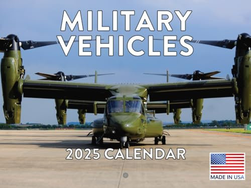 Militärkalender 2025 Fahrzeuge Armee Marine Monatlicher Wandkalender Made in USA 12 Monate