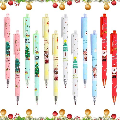 Gelschreiber 12 Stück Weihnachtsgel Tinte Stifte Cartoon Santa Reindeer Weihnachtsbaum Marker Pen Weihnachtsfeier Gunst Geschenk Schulbüro Familie Briefpapier Versorgung Partytütenfüller (A)