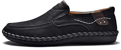 Hoefirm Mocassins Homme Cuir Chaussures Pieds Larges Loafers Plates Chaussure Confort Slip ins Noir Chaussons Homme 45