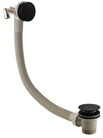 Badewannenarmatur mit Abfall: Schwarzer Badabfall und Überlauf, Pop-Up Badabfall, Schwarze Badewannenarmaturen, Chrom Badabfall, Abflussrohrverbindungen, Schwarzer Badewannenabfall mit Duschwanne