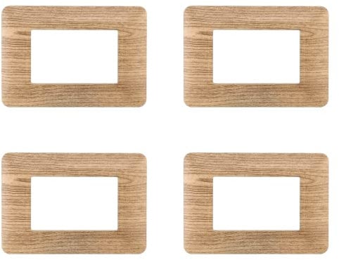 4 Pezzi Placche Compatibile Con Bticino Matix, Placche In Plastica (3 Posti/Moduli,Legno Chiaro)