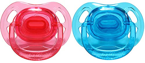 CutiePlusU Ciuccio per Adulti Ciuccio in Cristallo Lucido Farfalla - Confezione da 2 Grandi Scudi - Rosa Blu