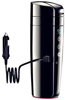 12V Reise-Wasserkocher, Riloer 350ML Tragbarer Wasserkocher Reise-Thermoskanne für Auto-LKW-SUV, Edelstahl hitze- und rostbeständig, schwarz