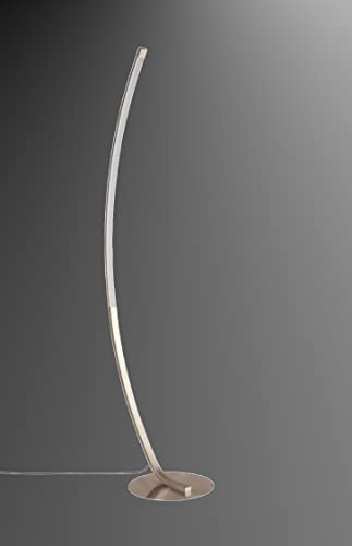 Trango 1525A LED Stehlampe 15W – dimmbar – 1300 Lumen – 3000K warmweiß – 150 cm Höhe – Wohnzimmerlampe in Anthrazit – satinierter weißer Lampenschirm – Serie ARC