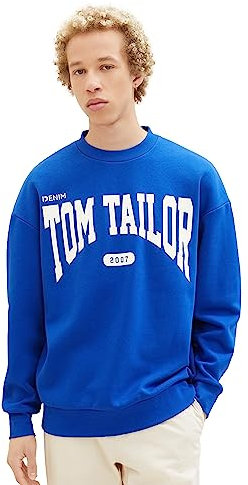 TOM TAILOR Denim Herren Relaxed Fit Sweathirt mit Logo-Print
