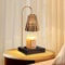 OKYUK Candle Warmer Lamp Compatible with Jar Candles Vintage Electric Candle Lamp Dimmable Candle Melter Top Melting for Scented Wax，Wooden Base with Glass Lampshade, with 2 Bulbs (Smoke Gray)