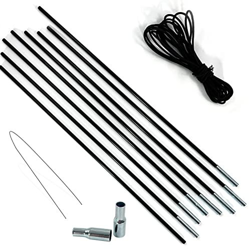 Crystals Replacement Fibreglass Pole Kit Shock Corded Camping Tent Equipment Awning Cord Repairs Set (L (7.75m x 11mm))