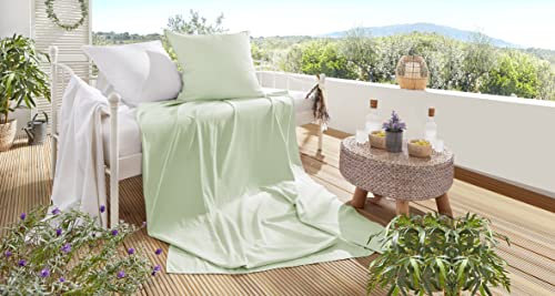 Beddress - Stone-Washed Summerset, Bettwäsche, Sommer, 150x220 + 80x80 cm, Öko-Tex, Salbei, 100% Baumwolle