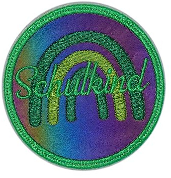 Klettie Reflektor - Klett - Patch Regenbogen für den Schulranzen oder Rucksack optional mit Namen | auch als Anhänger oder zum Aufbügeln | super Geschenk zu Einschulung