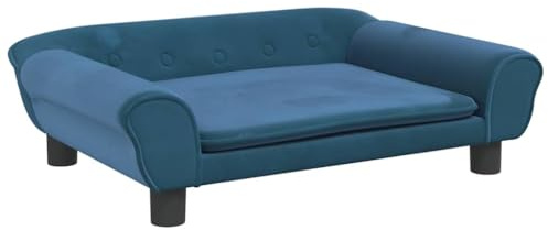 vidaXL Hundebett, Hundekissen mit weicher Polsterung, Hundesofa Hundecouch für kleine Hunde Haustiere, Haustierbett Katzenbett, Blau Samt