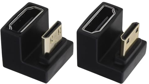 Be In Your Mind 2 Stück Mini-HDMI-Stecker auf HDMI-Buchse Verlängerungsadapter Auf- Und Ab-Winkel-Adapter U-Form Mini-HDMI-auf-HDMI-Adapter für Laptops Kameras Tablets