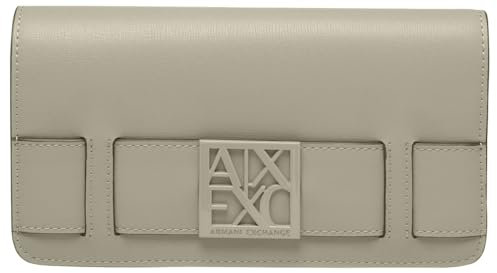Armani Exchange Women's Essential, Susy, Metal Square Logo Bi-Fold Wallet, Pisco