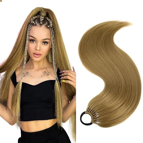 ZPPLD 60 cm Lang Glattes Pferdeschwanz Haarteil Synthetik Haarverlängerung Zopf Haar Extension für Damen Mädchen (Hellbraun)