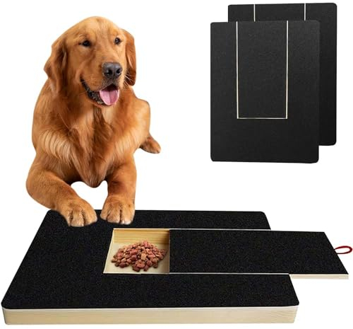 Duscdesp Tabla para rascar uñas de perro con caja de aperitivos, tabla de rascar para perros con 2 hojas de papel de lija de repuesto, almohadilla alternativa para rascar uñas para perros, amoladoras
