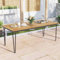 GOPLUS Table de Salle à Manger Jardin pour 8 Personnes, Table à Manger Extérieure en Bois d'Acacia avec Trou de Parasol, Cadre en Métal, Pieds Réglables, pour Jardin, Terrace(Style,90x200x75CM)