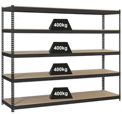 PROREGAL Schwerlastregal Wood YETI Five | HxBxT 200x150x75cm | Fachlast 400kg | Anthrazit | Regal Standregal Werkstattregal Lagerregal Kellerregal