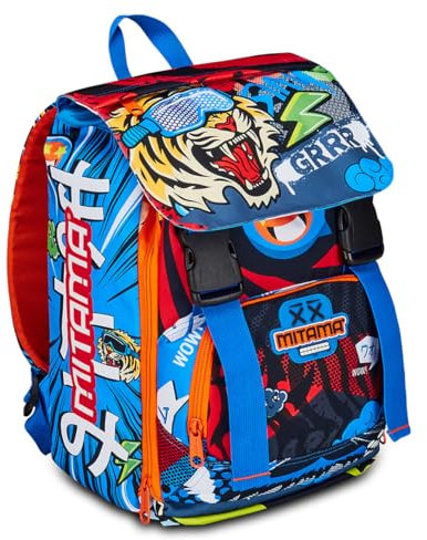Mitama Erweiterbarer Rucksack Tiger Wild für Kinder und Jugendliche, blau, Taglia unica, Rucksack Backpacks
