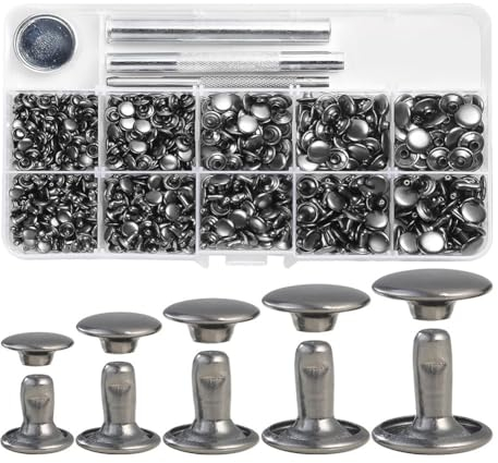 CinematicBake 340 Sets Leder-Nieten-Set, Nieten, Leder, Doppelhut-Nieten, Bekleidungsstoff, zum Reparieren Von Kleidung, Schuhen, Gürteln, Langlebig, Einfache Installation, Einfach zu Verwend
