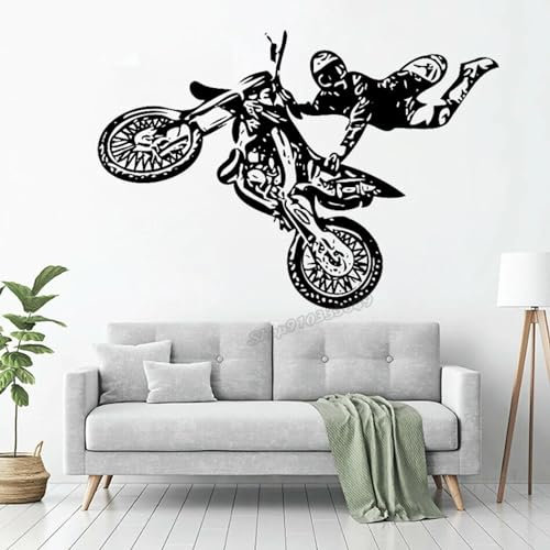 SHELOG Motocross Wandtattoo Free Style Quad Motor Dirt Bike Wandtattoo Vinyl Motorrad Junge Teenager Zimmer Dekor