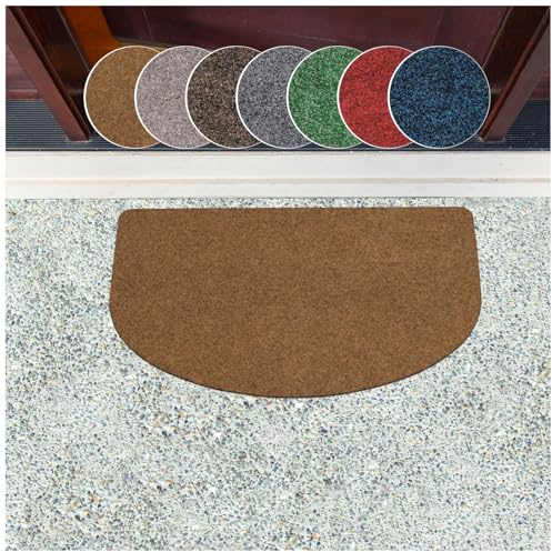 ANRO Fußmatte Schmutzfangmatte Türmatte rutschfest Fußabstreifer abwaschbar robust für Eingang, Haustür, Flur innen & außen Poet Küche, 75 x 45 cm (Halbrund)