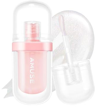 Amuse SEOUL Lip Fuller | Pink Diamond Lip Plumper, Gold Glitter, Lip Gloss, Glossy Melting Lip, Moisturizing, Shine, Korean Make-up, Glass Texture, Vegan