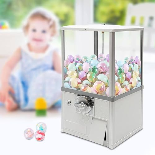 PASPRT Máquinas expendedoras para Empresas, máquina Comercial de chicles de Caramelo, máquina dispensadora de Caramelos con cerraduras para el hogar (White)