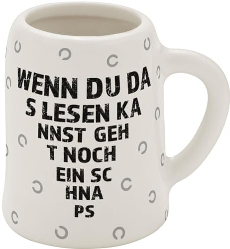 GRUSS & CO Schnapskrug mit Motiv Lesen | New Bone China, 5 cl, Mini-Krug mit Spruch | Lustiges Geschenk, Party, Männergeschenk | 73847