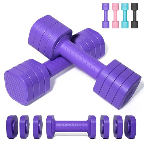 4,54 KG Set di manubri regolabili, 4 in 1 set di pesi liberi per donne uomini Regolare i pesi per la mano Set di pesi per la palestra di casa Esercizio di allenamento di forza attrezzature - Viola