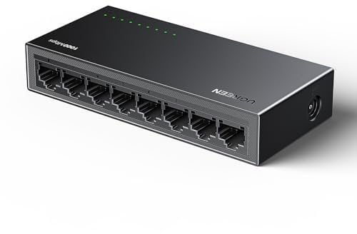 UGREEN Switch Ethernet Gigabit 8 Ports RJ45 Hub Réseau Splitter Multiprise 10 100 1000Mbps Idéal pour Bureau et Maison Plug Play Compatible avec PC Routeur TV Caméra