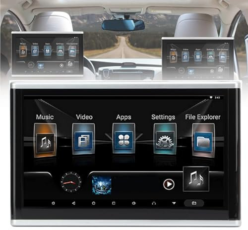 Car Headrest Video Player, 10.1in Touch Screen Car TV Headrest Mount Monitor Tablet, Support 4K, WiFi, Bluetooth, HDMI Input, FM, USB, Music Video Player, Car Back Seat TV