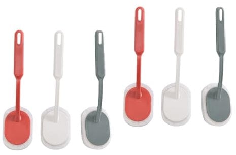 KOMBIUDA 6pcs Long Handle Shower Scrubber Bottle Brushes for Cleaning Dishwasher Cleaner