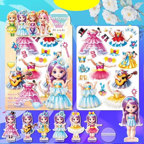 Magnetische Anziehpuppen, Magnetische Anziehpuppen Set mit magnetischen Anziehpuppen und Mädchen Kostüme, Kleinkind Mädchen Spielzeug für Mädchen Alter 3+ Pflege Kreativität (Leistungsreihe)