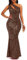 VERWIN Pailletten-Maxikleid für Damen, ärmellos, schräger Kragen, figurbetontes Kleid, Partykleid, Braun, Mittel