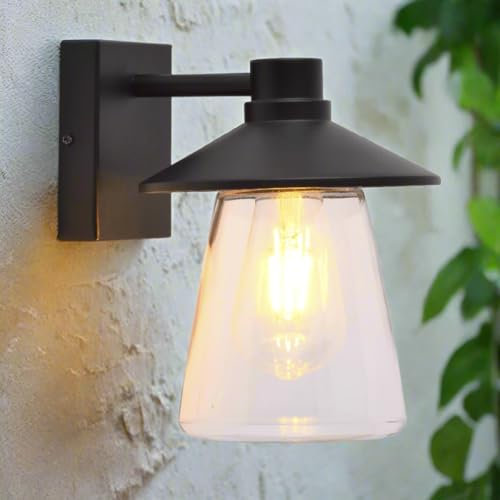 CGC Lighting Applique murale extérieure traditionnelle, ampoule E27, alimentation secteur, jardin, porche, patio (Noir)