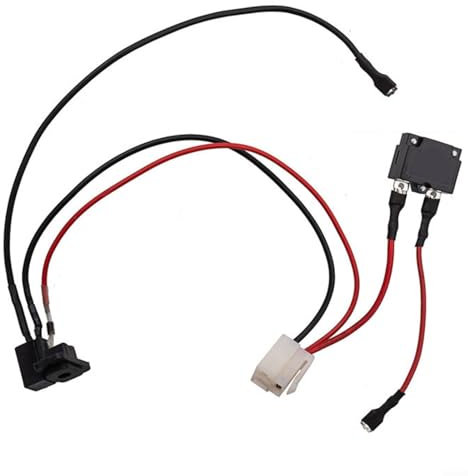 UTTASU 6V 12V 24V Electric Car Charging Port Socket For Children, 3-Pin Plastic Ride-On Vehicle Charger Connector, Replacement Charging Interface With Harness And 17A Fuse, Black Accessory(B)