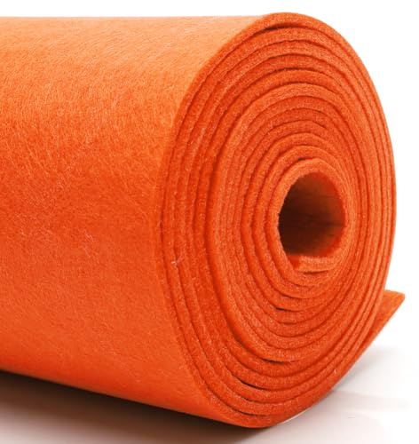 DIY Filz stoff 30cm x 250cm - 3mm Stärke Bastelfilz in Einzelfarben – Filzstoff meterware Für filzmatte，taschenfilz,filzmatte,Polster, Autoteppiche,Untersetzer-nadelfilz 3mm stark（Tiefes Oranje-rot)