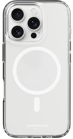 VONMÄHLEN Transparent Case – Hülle mit Anti-Gilb-Schutz, kompatibel mit MagSafe, Kamera- und Displayschutz, geeignet für iPhone 16 Pro - White