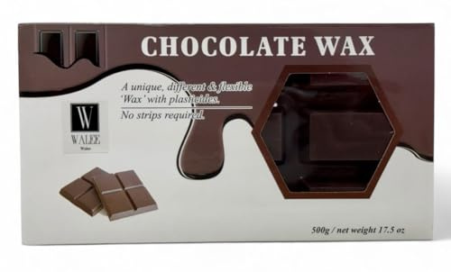 Walee Sensitive Hot Film Depilatory Wax Block, Tea Tree, Chocolate & Strawberry, Low Allergy Risk Formula, 500g (500g, Chocolate)