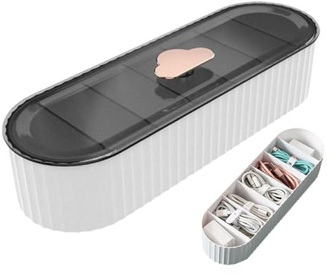 Cable Organizer Box, Electronics Management Case, Storage Organizer, 7 Compartments, Large Capacity, Durable Material, Compact Design, Easy Access, Perfect for Earphones, Pins, Earbuds, Chargers