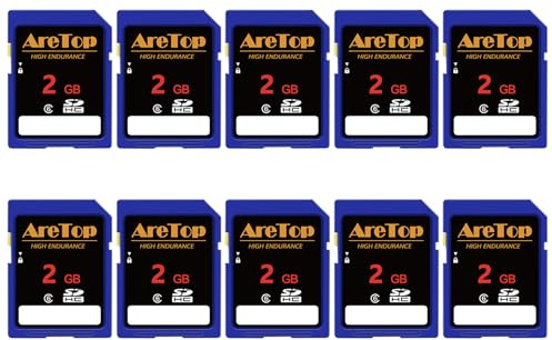 AreTop Scheda di memoria SD da 2 GB, confezione da 10 schede di memoria UHS-I classe 6 SDHC, 10 schede digitali Full HD da 2 GB per fotocamere, DSLR, Action Cam e Trail Camera
