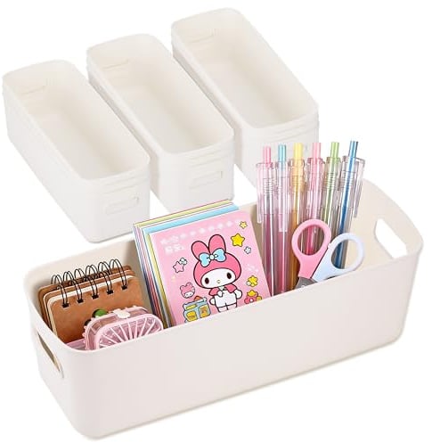 10 Stück Aufbewahrungsboxen, Kunststoff Aufbewahrungsboxen Klein Mit Griffen (26 x 9 x 8,5cm), Badezimmer Aufbewahrungsbox Weiß, Schmale Aufbewahrungsbox Küche, Ordnungsboxen Für Küche Und Badezimmer