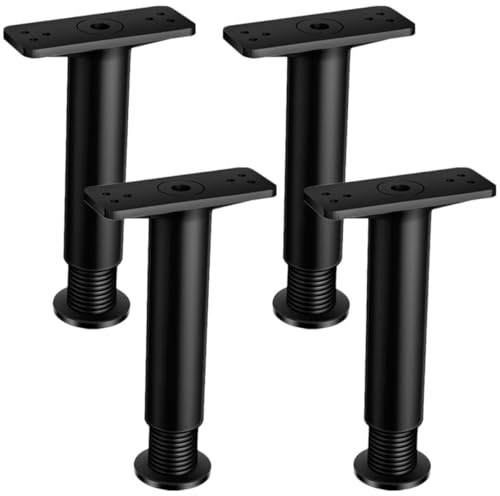 Toddmomy 4 Pcs Support de Lit Réglable et Pieds de Sommier Réglables Base Élargie et Hauteur Ajustable 20-37 CM, Renfort Central pour Cadre de Lit, pour Stabiliser Meubles et Sommiers