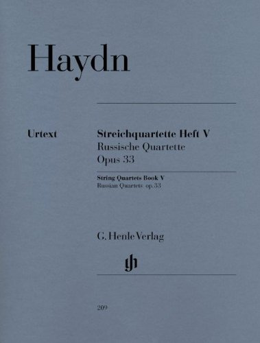HENLE VERLAG HAYDN J. - STRING QUARTETS VOLUME V, OP. 33 [RUSSIAN QUARTETS] Klassische Noten Streichensemble